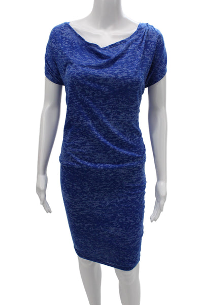 Alice + Olivia Women Blouson Cowl Neck Blue Knee-Length Dress Size XS