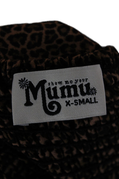 Show Me Your Mumu Women Brown Leopard Romper Square Neck Short Sleeve Size XS