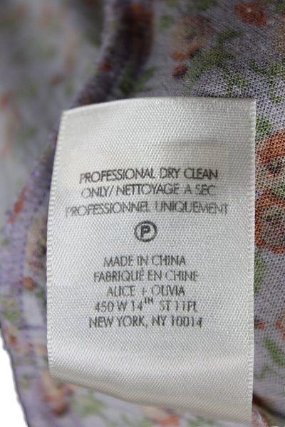 Alice + Olivia Women Floral Viscose V-Neck Tunic Short Sleeve Zip Size 2