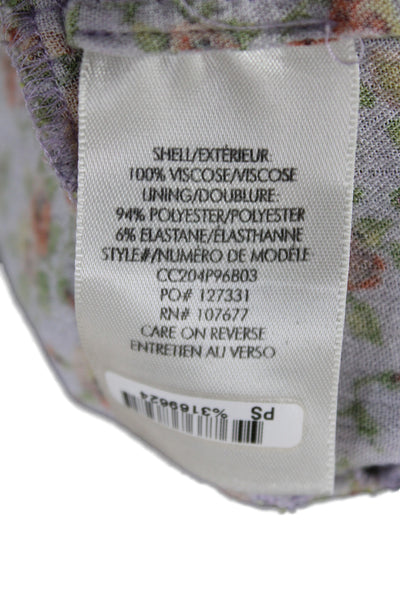 Alice + Olivia Women Floral Viscose V-Neck Tunic Short Sleeve Zip Size 2