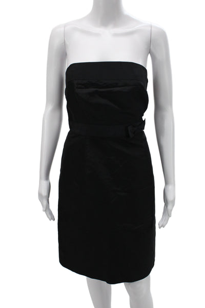J Crew Womens Black Silk Off the Shoulder Sheath Dress Sleeveless Zip Size M