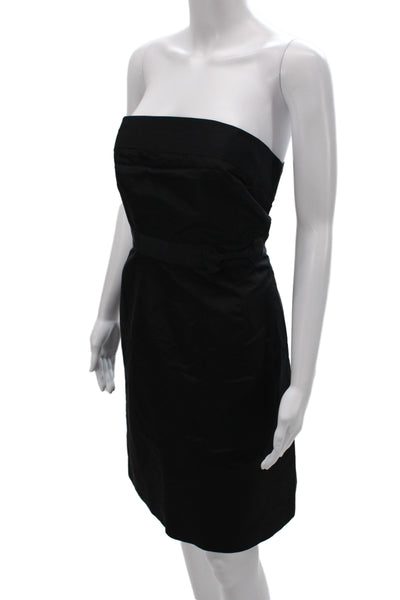 J Crew Womens Black Silk Off the Shoulder Sheath Dress Sleeveless Zip Size M