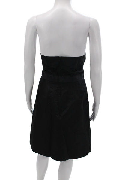 J Crew Womens Black Silk Off the Shoulder Sheath Dress Sleeveless Zip Size M