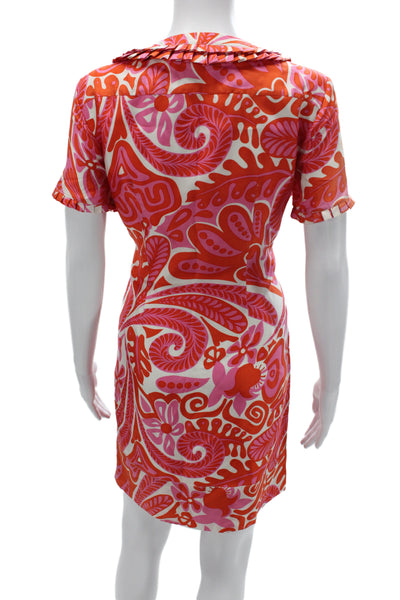 Skirtin Around Women Shift Dress Multicolor Silk Short Sleeve Round Neck Size 8