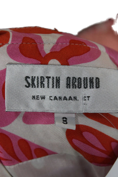 Skirtin Around Women Shift Dress Multicolor Silk Short Sleeve Round Neck Size 8