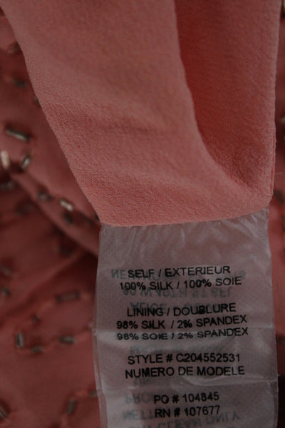 Alice + Olivia Women Pink Silk Blouson Dress Scoop Neck Zip Mini Size L
