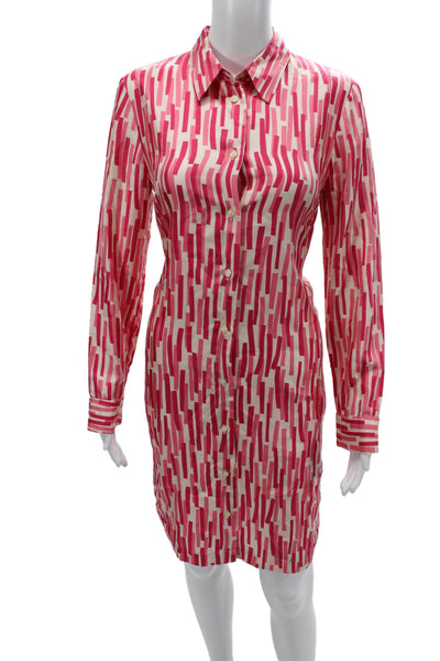 KORS Michael Kors Women Shirt Dress Pink Long Sleeve Knee Length Size 8