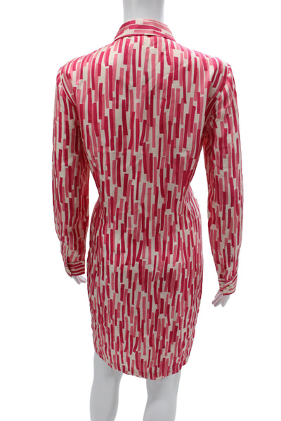 KORS Michael Kors Women Shirt Dress Pink Long Sleeve Knee Length Size 8