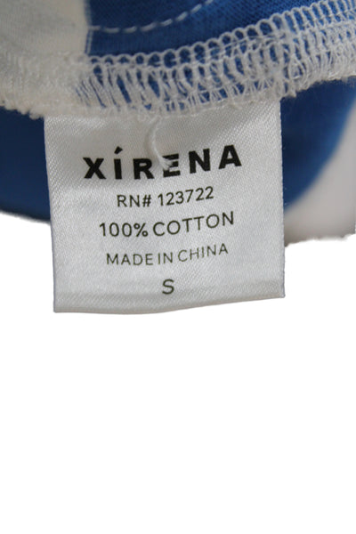 Xirena Womens T-Shirt Dress Blue Striped Cotton Short Sleeve Long Size S