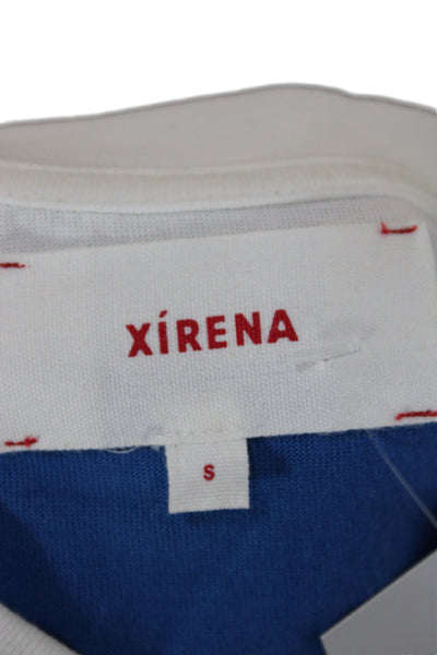 Xirena Womens T-Shirt Dress Blue Striped Cotton Short Sleeve Long Size S