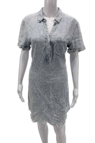 Rails Womens Denim Collared Shirt Dress Blue Button Short Sleeve Size M