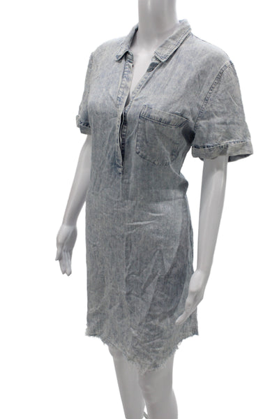 Rails Womens Denim Collared Shirt Dress Blue Button Short Sleeve Size M