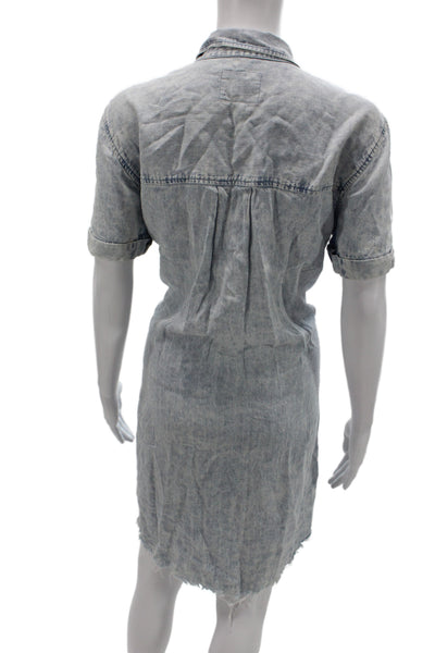 Rails Womens Denim Collared Shirt Dress Blue Button Short Sleeve Size M