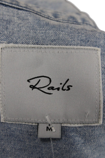 Rails Womens Denim Collared Shirt Dress Blue Button Short Sleeve Size M