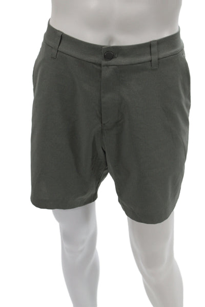 Lululemon Mens Green Checked Chino Shorts Recycled Polyester Athleisure Size 33