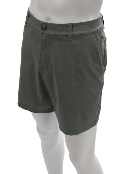 Lululemon Mens Green Checked Chino Shorts Recycled Polyester Athleisure Size 33