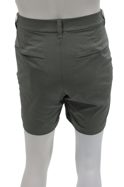 Lululemon Mens Green Checked Chino Shorts Recycled Polyester Athleisure Size 33