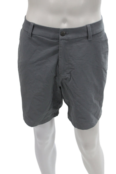 Lululemon Mens Athletic Shorts Gray Zip Synthetic Solid Summer Size 34W