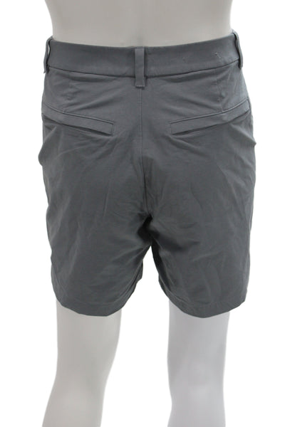 Lululemon Mens Athletic Shorts Gray Zip Synthetic Solid Summer Size 34W