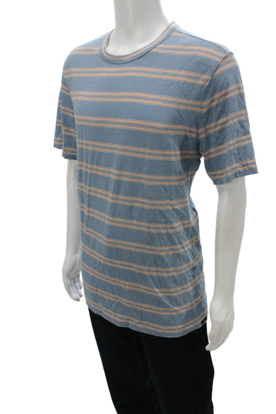 Faherty Mens Basic Blue Striped Crew Neck T-Shirt Size L