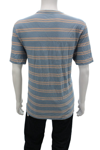 Faherty Mens Basic Blue Striped Crew Neck T-Shirt Size L