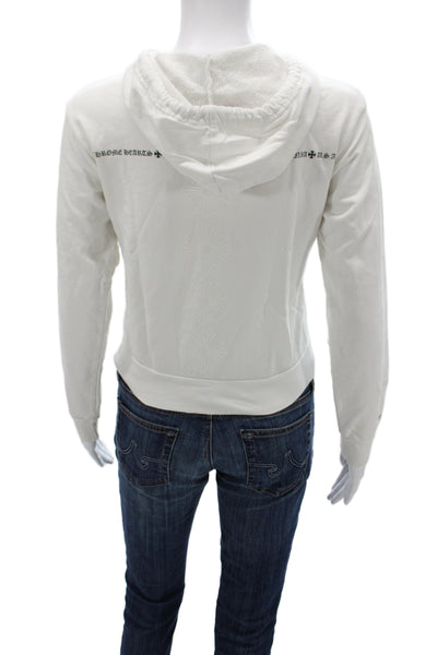 Chrome Hearts Womens White Full Zip Gothic Cotton High Neck Hoodie Size S