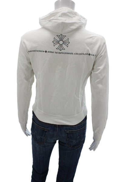 Chrome Hearts Womens White Full Zip Gothic Cotton High Neck Hoodie Size S