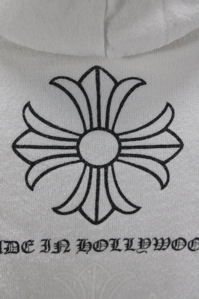Chrome Hearts Womens White Full Zip Gothic Cotton High Neck Hoodie Size S