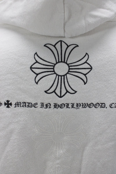 Chrome Hearts Womens White Full Zip Gothic Cotton High Neck Hoodie Size S