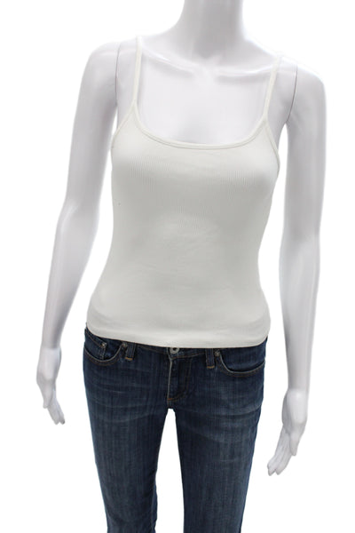 Donni Women Basic Scoop Neck White Sleeveless Cotton Blend Tank Pullover Size XS