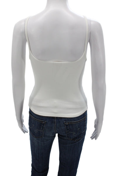 Donni Women Basic Scoop Neck White Sleeveless Cotton Blend Tank Pullover Size XS