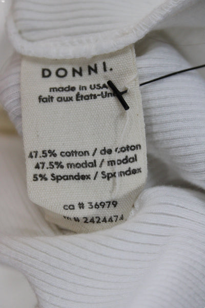 Donni Women Basic Scoop Neck White Sleeveless Cotton Blend Tank Pullover Size XS