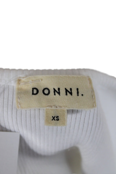 Donni Women Basic Scoop Neck White Sleeveless Cotton Blend Tank Pullover Size XS