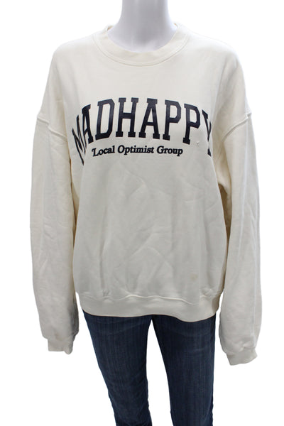 Madhappy Unisex Adults Ivory Pullover Crew Neck Long Sleeve Cotton Logo Size S