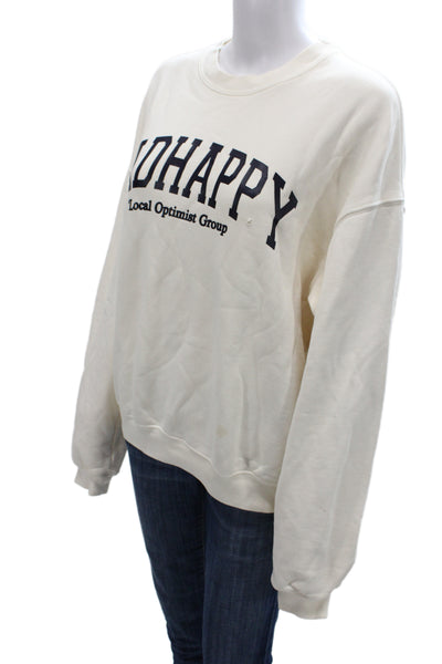 Madhappy Unisex Adults Ivory Pullover Crew Neck Long Sleeve Cotton Logo Size S