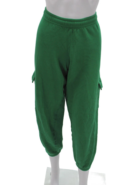 Riley Women Cargo Pants Green Cotton Pull On Size M