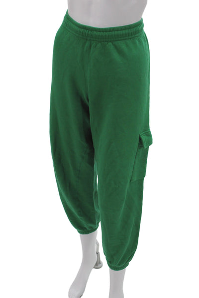 Riley Women Cargo Pants Green Cotton Pull On Size M