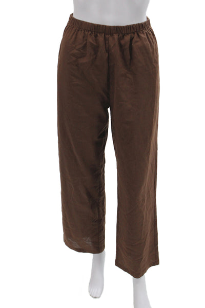 Isalis Women Ankle Pants Brown Rayon Pull-On Size S