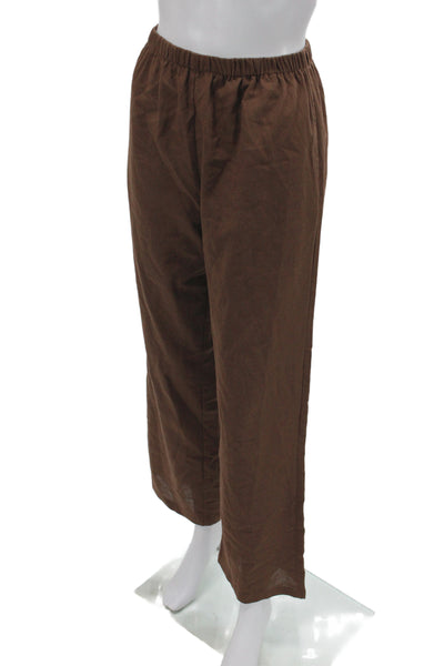 Isalis Women Ankle Pants Brown Rayon Pull-On Size S