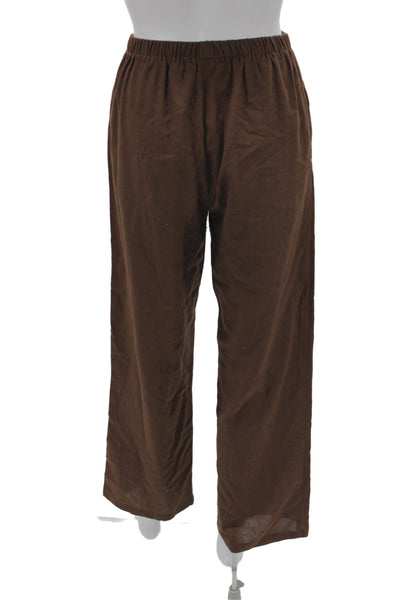 Isalis Women Ankle Pants Brown Rayon Pull-On Size S