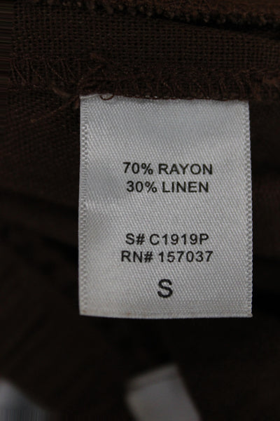 Isalis Women Ankle Pants Brown Rayon Pull-On Size S