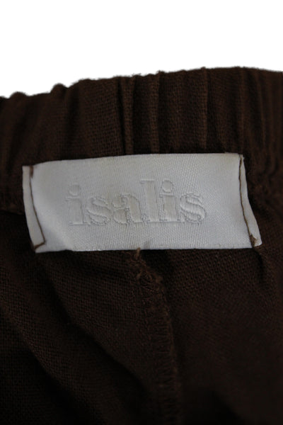 Isalis Women Ankle Pants Brown Rayon Pull-On Size S