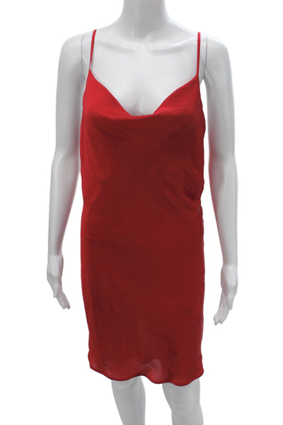 Bardot Women Slip Dress Red Cowl Neck Knee Length Sleeveless Cocktail Size 6