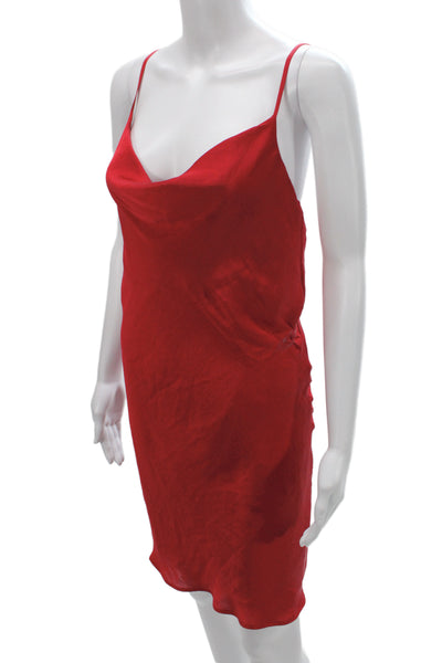 Bardot Women Slip Dress Red Cowl Neck Knee Length Sleeveless Cocktail Size 6