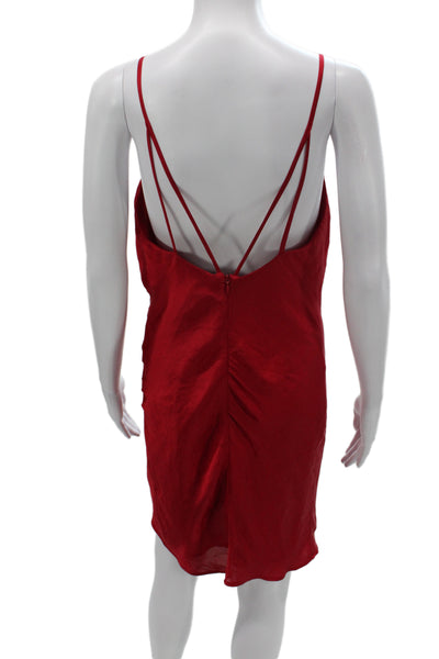 Bardot Women Slip Dress Red Cowl Neck Knee Length Sleeveless Cocktail Size 6