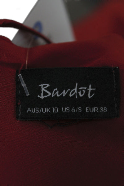 Bardot Women Slip Dress Red Cowl Neck Knee Length Sleeveless Cocktail Size 6