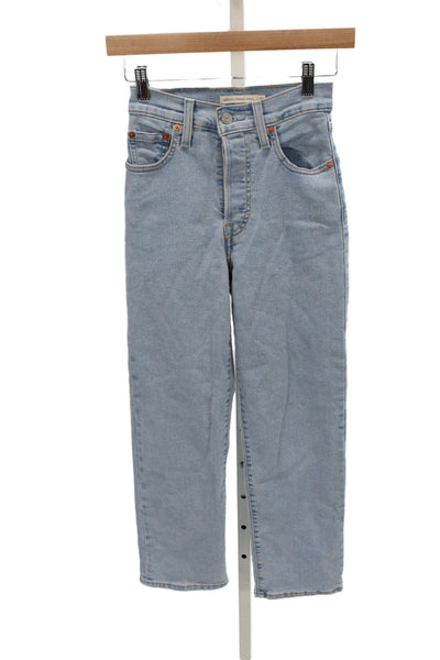 Levi Strauss & Co Women Ankle Jeans Blue Mid Rise Cotton Size 23