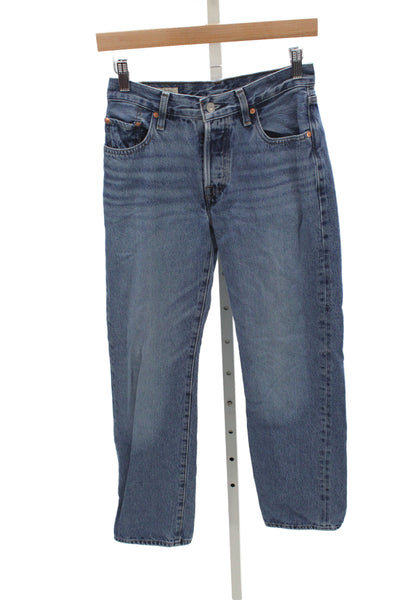 Levi Strauss & Co Women Blue Straight Jeans Cotton Mid Rise Inseam 30 Size 24
