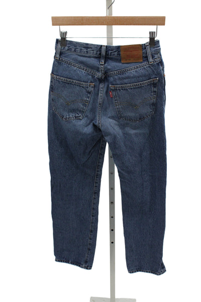 Levi Strauss & Co Women Blue Straight Jeans Cotton Mid Rise Inseam 30 Size 24