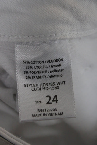 Hidden Women Cropped Jeans White Cotton Casual Size 24